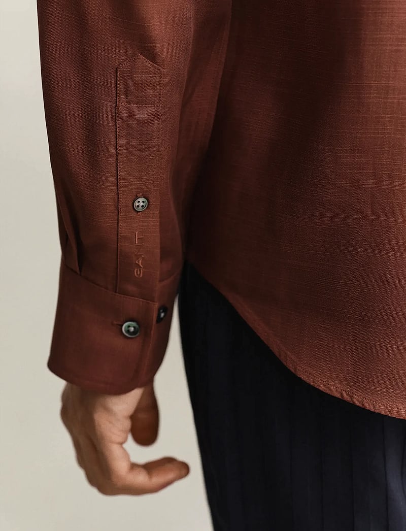 Gant - REG LYOCELL SHIRT - casual skjorter - mahogany brown - 3