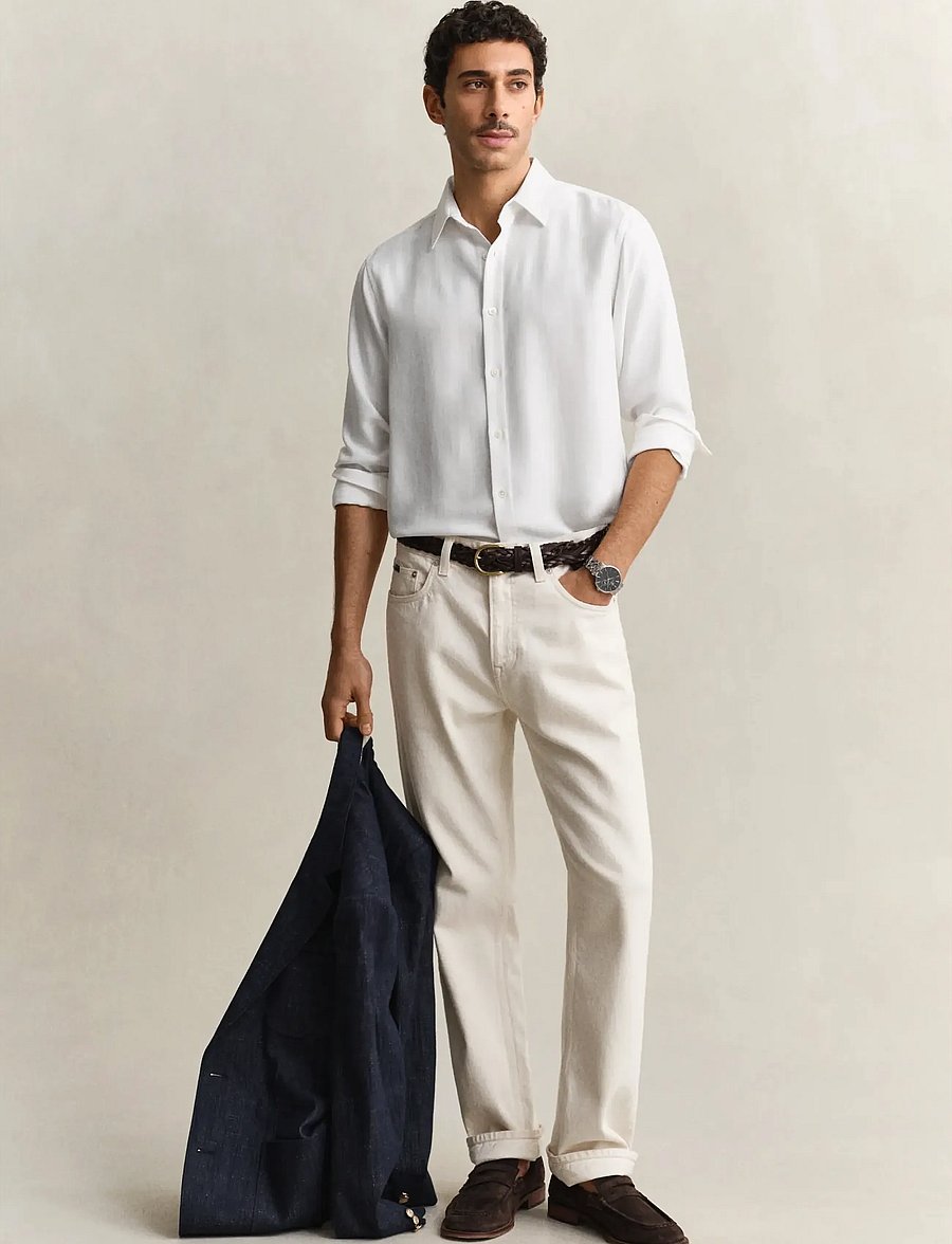 Gant - REG LYOCELL SHIRT - casual hemden - white - 5
