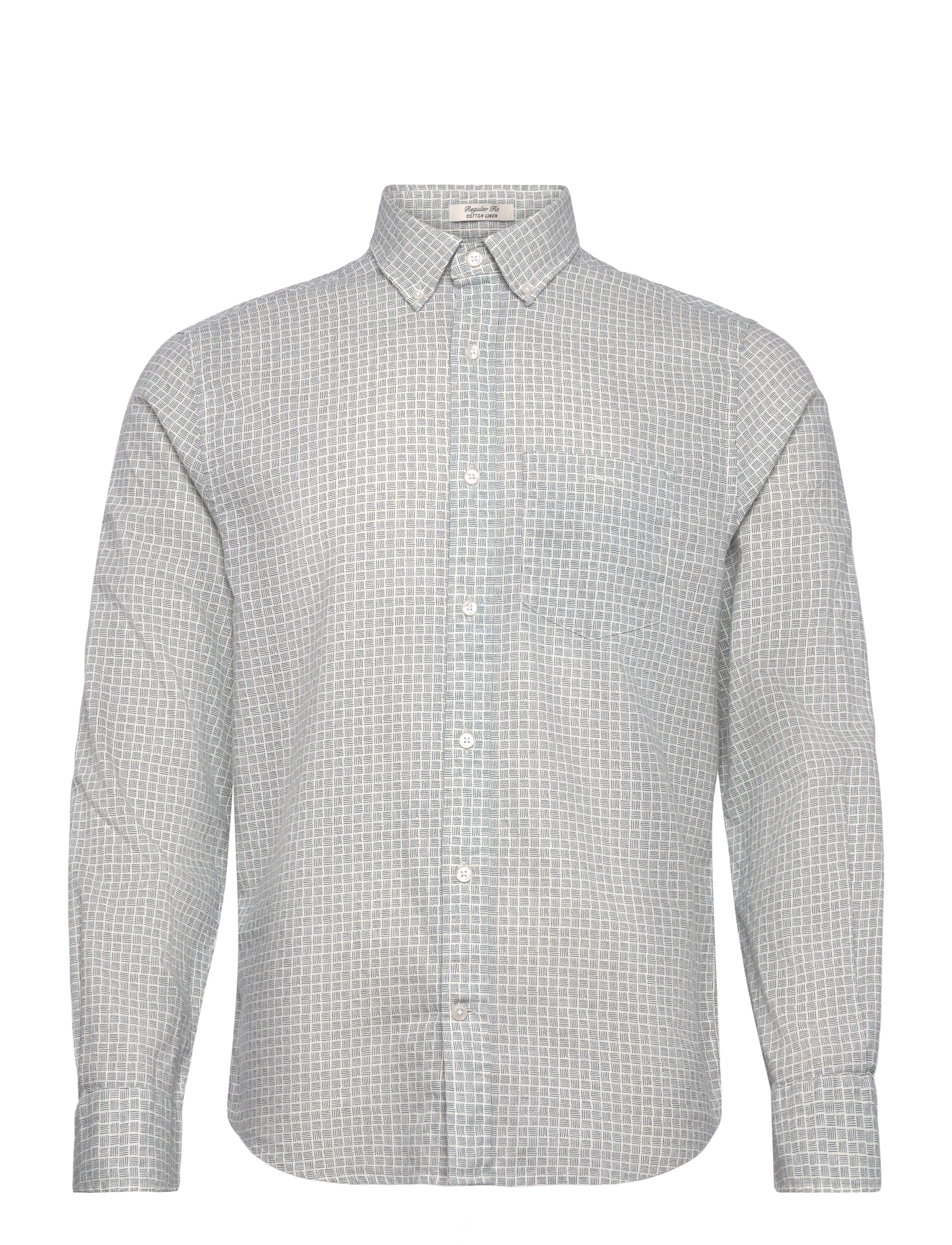 GANT REG COTTON LINEN PRINT SHIRT - Skjortor - CREAM / multi