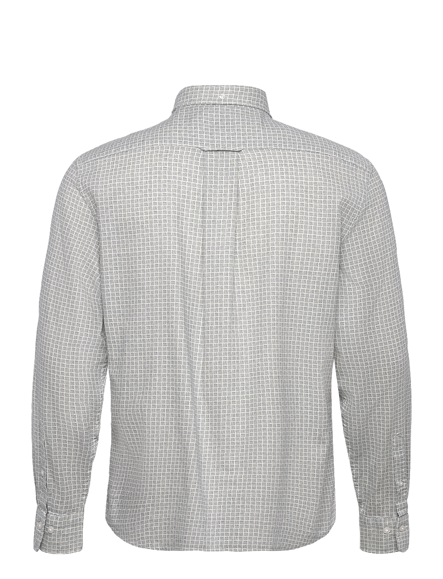 Gant - REG COTTON LINEN PRINT SHIRT - mönstrade skjortor - cream - 1