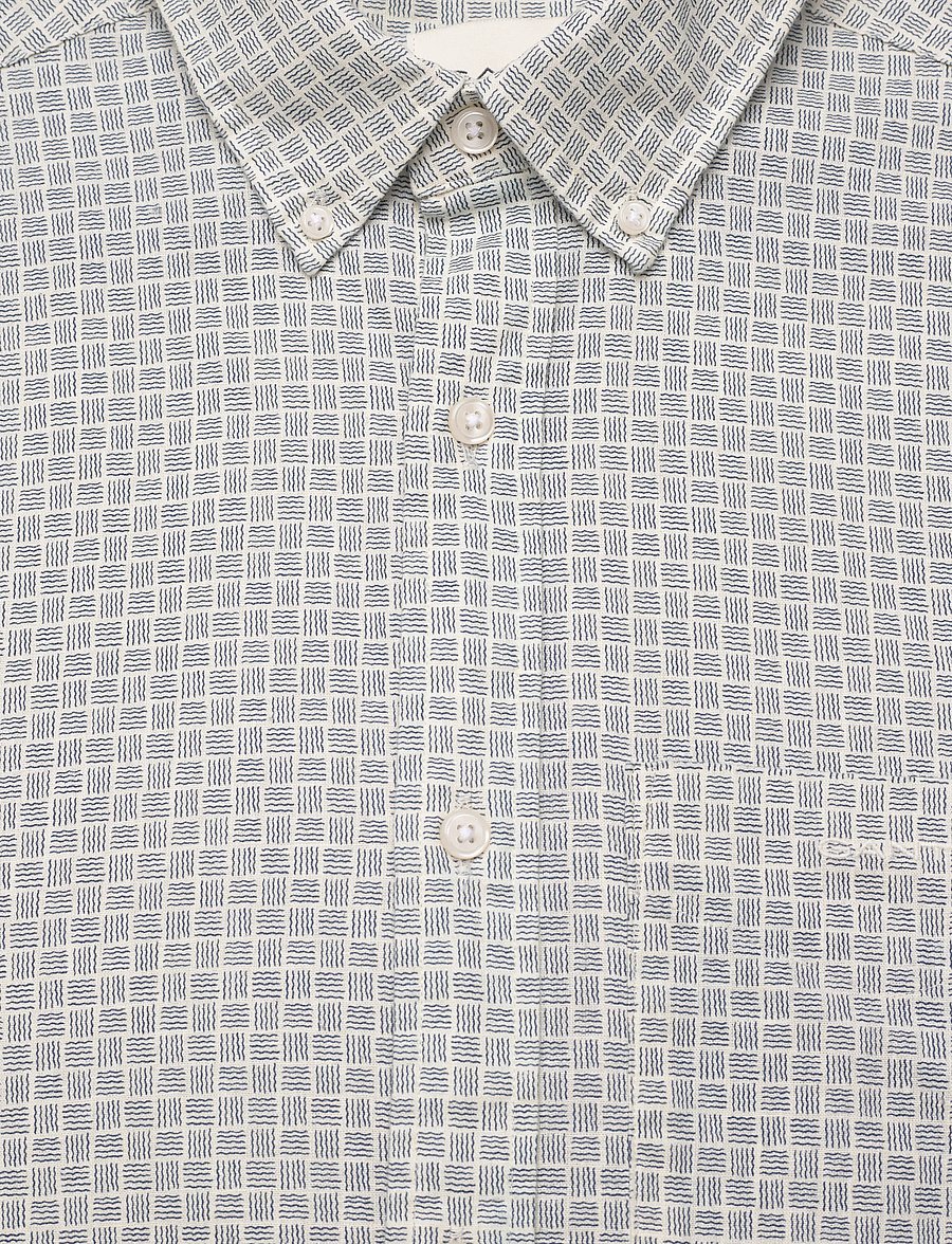 Gant - REG COTTON LINEN PRINT SHIRT - mönstrade skjortor - cream - 2