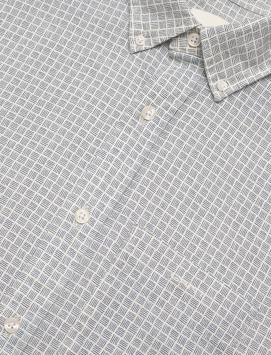 Gant - REG COTTON LINEN PRINT SHIRT - mönstrade skjortor - cream - 3