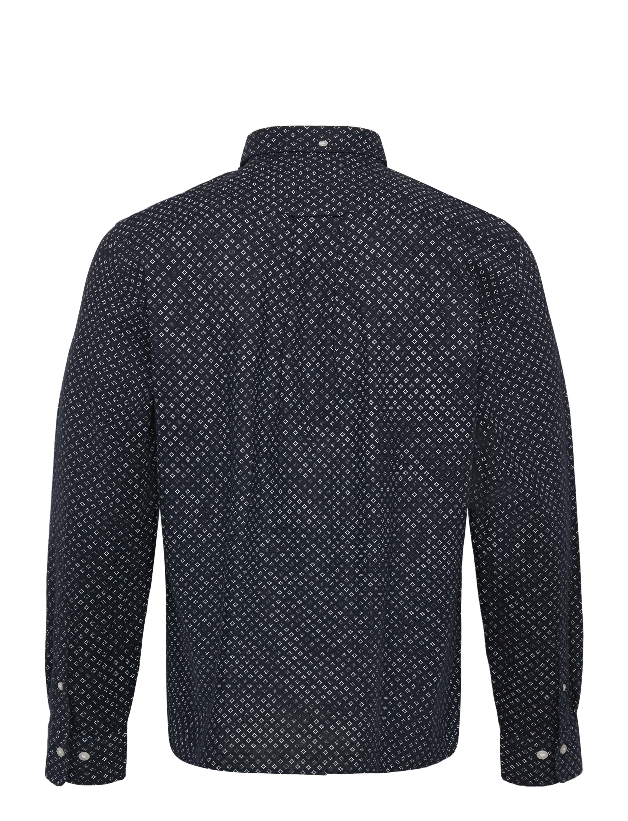 Gant - REG COTTON LINEN PRINT SHIRT - mønstrede skjorter - faded denim - 1