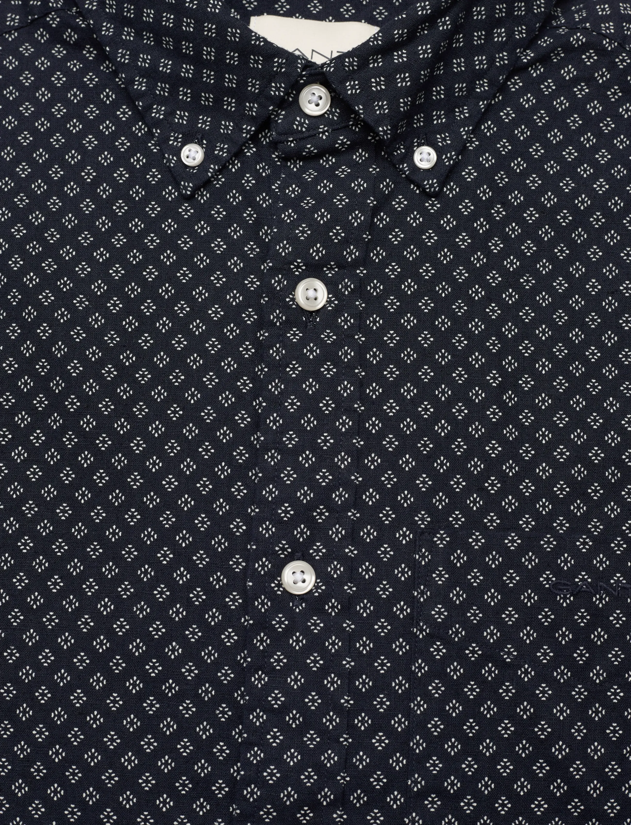 Gant - REG COTTON LINEN PRINT SHIRT - mønstrede skjorter - faded denim - 2