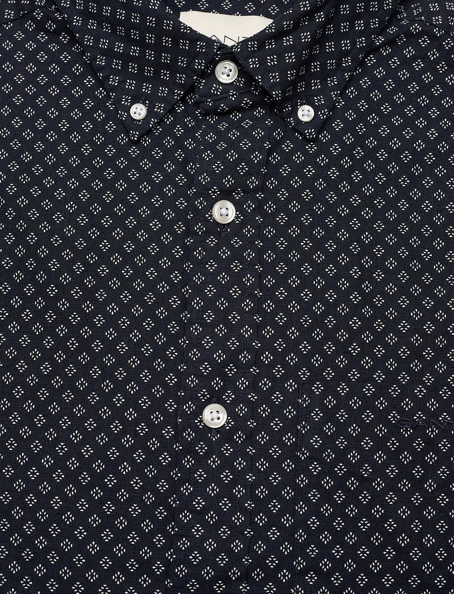 Gant - REG COTTON LINEN PRINT SHIRT - pattern shirts - faded denim - 2