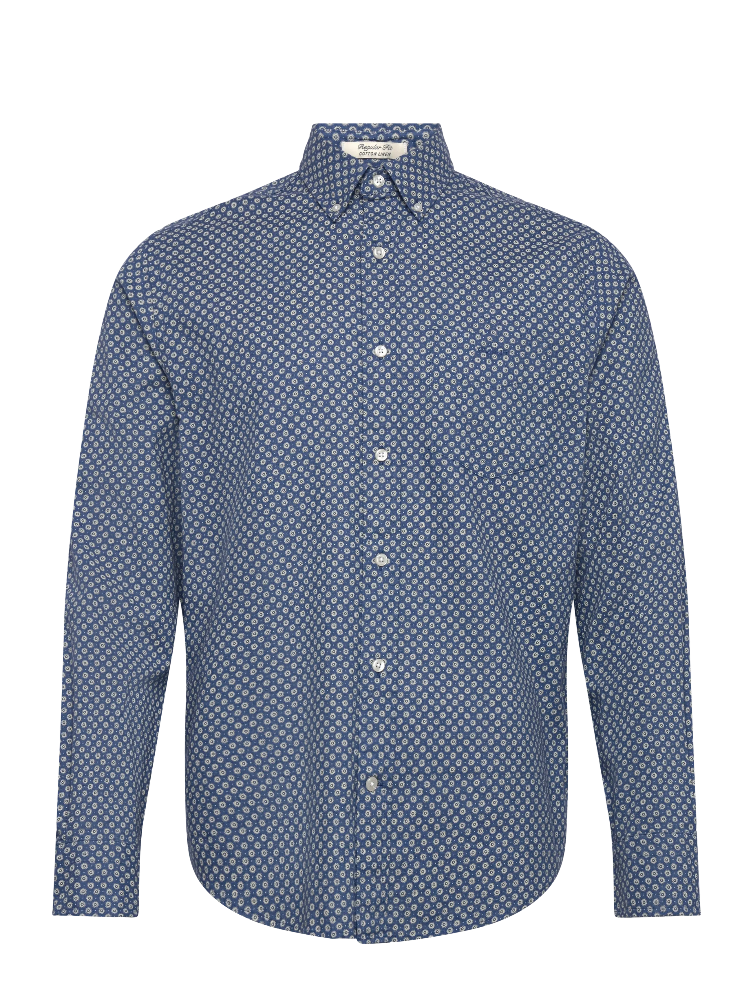 Gant REG COTTON LINEN PRINT SHIRT - Skjortor - VINTAGE BLUE / blue