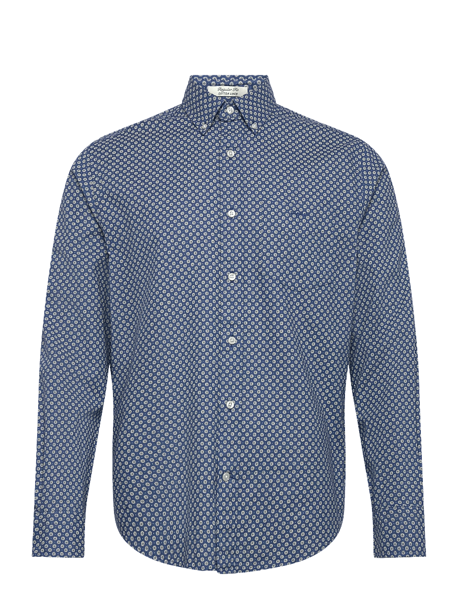 Gant - REG COTTON LINEN PRINT SHIRT - pattern shirts - vintage blue - 1