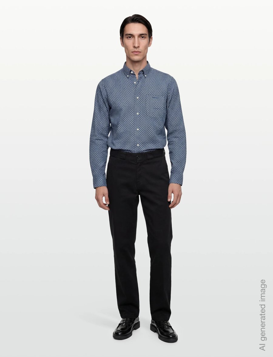 Gant - REG COTTON LINEN PRINT SHIRT - pattern shirts - vintage blue - 0