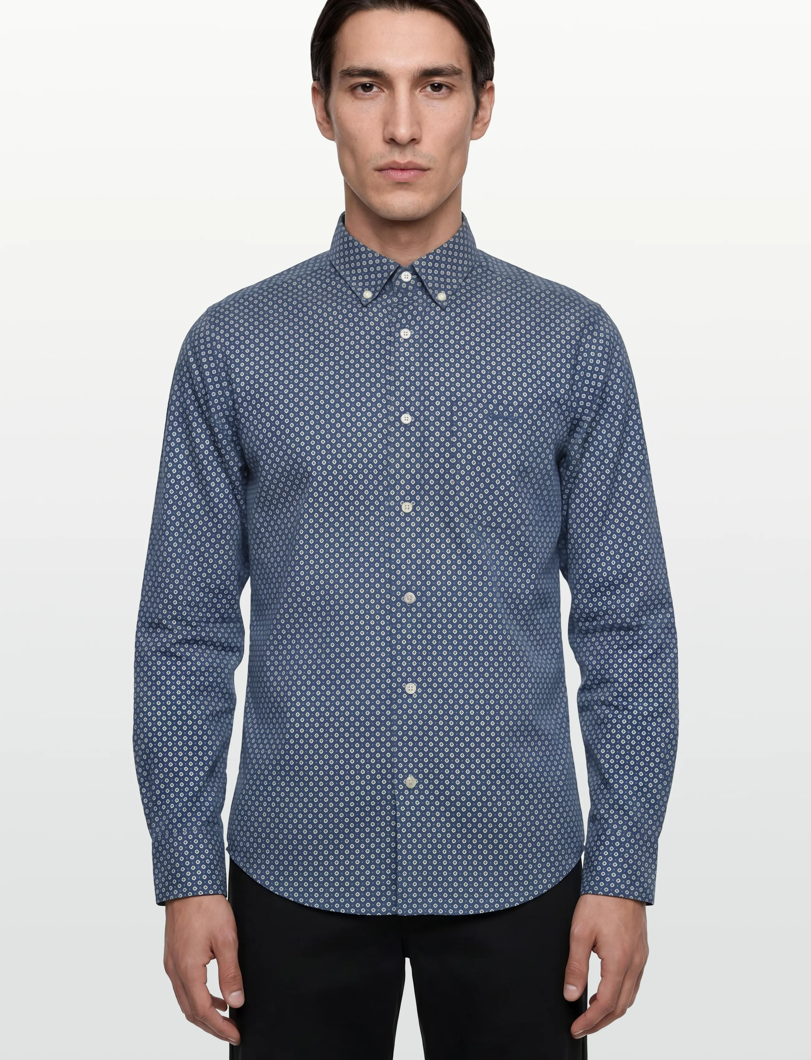 Gant - REG COTTON LINEN PRINT SHIRT - mønstrede skjorter - vintage blue - 3