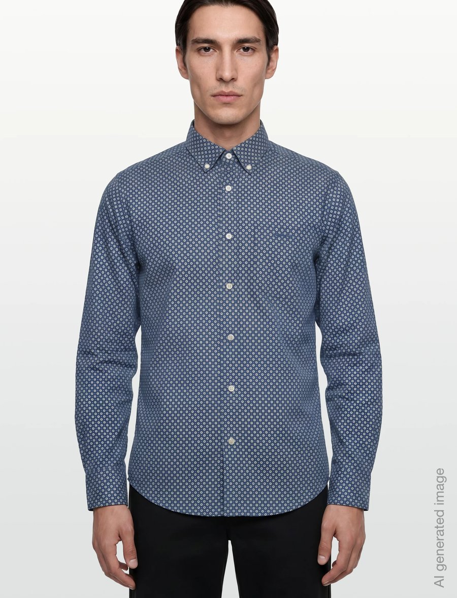Gant - REG COTTON LINEN PRINT SHIRT - pattern shirts - vintage blue - 3