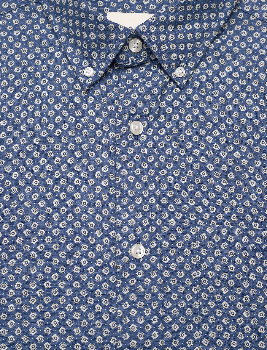 Gant - REG COTTON LINEN PRINT SHIRT - pattern shirts - vintage blue - 5