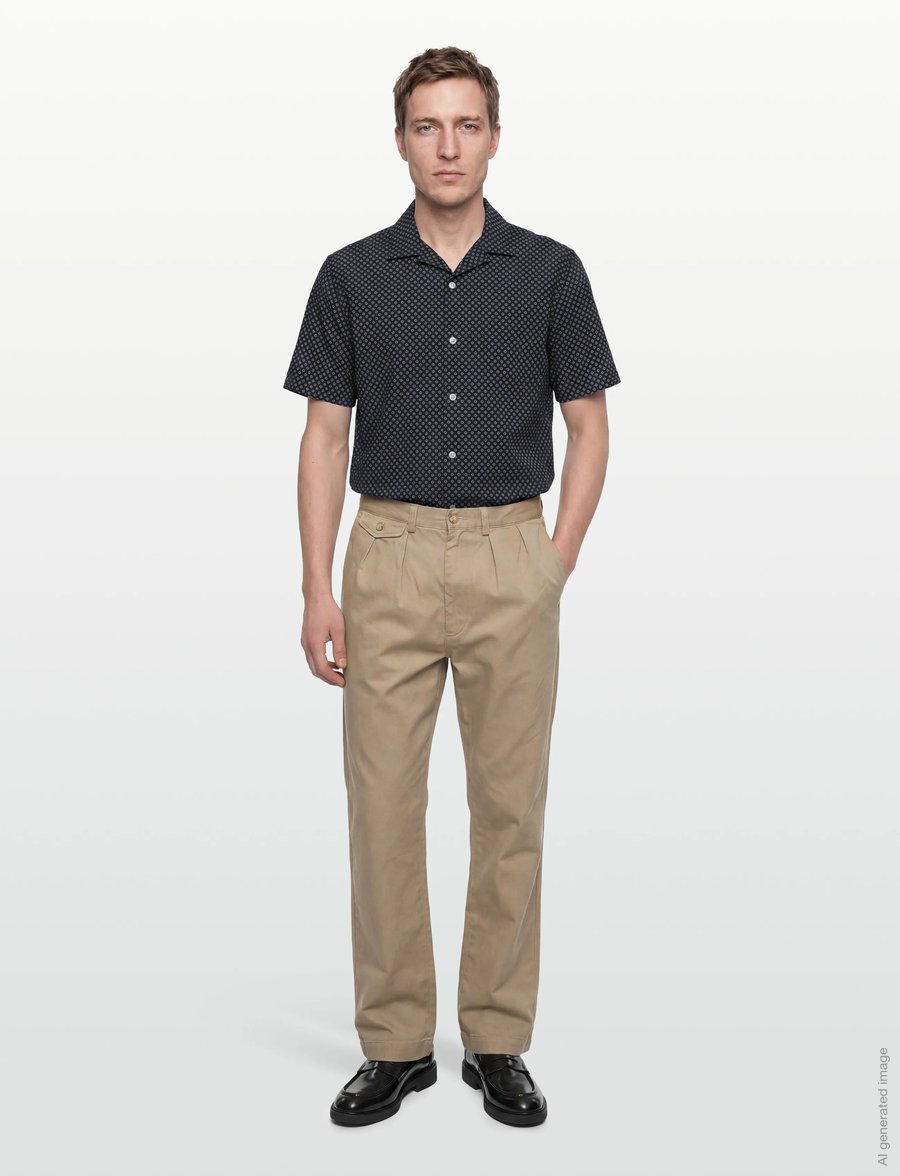 Gant - REG COTTON LINEN PRINT SS SHIRT - chemises à manches courtes - faded denim - 0