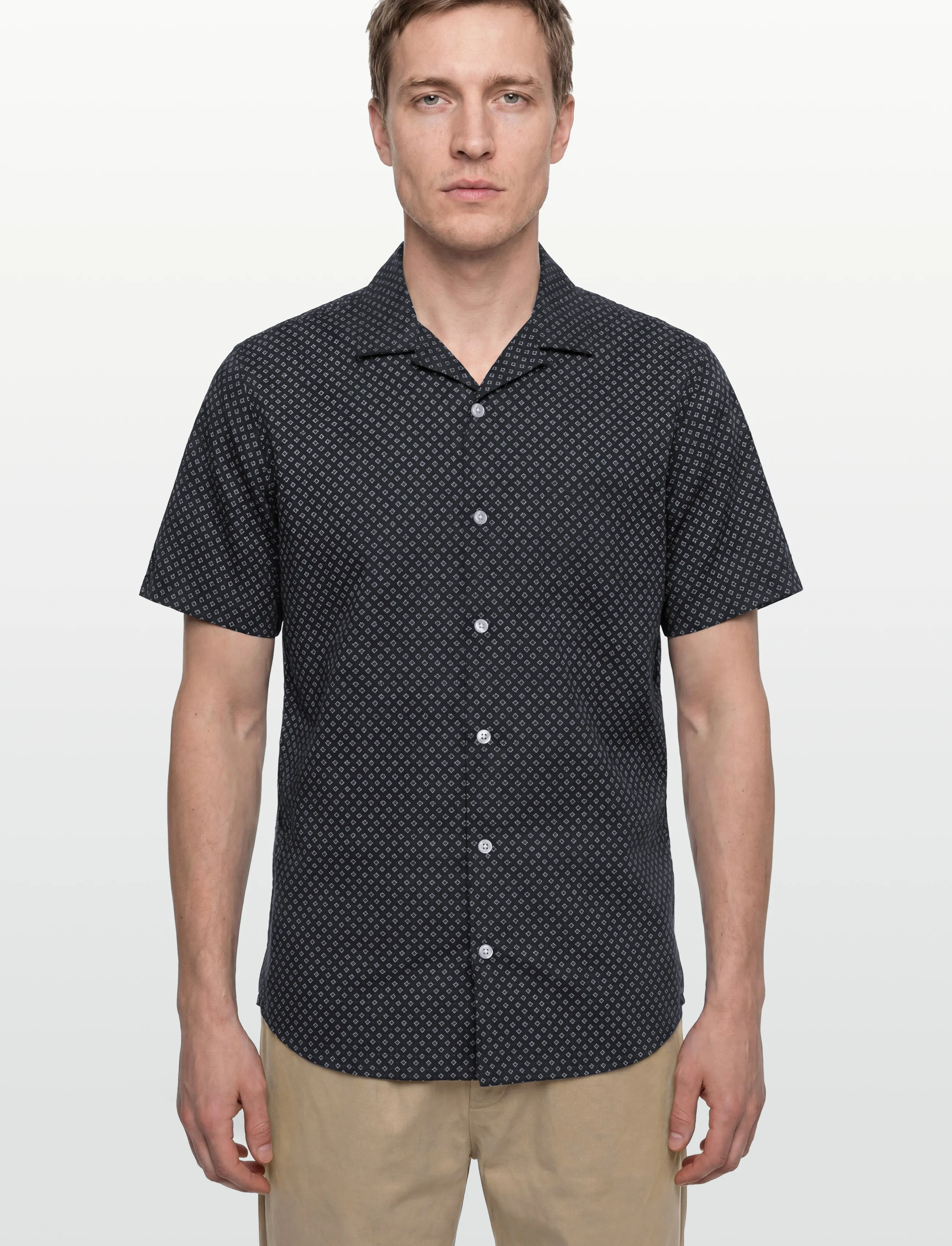 Gant - REG COTTON LINEN PRINT SS SHIRT - chemises à manches courtes - faded denim - 3