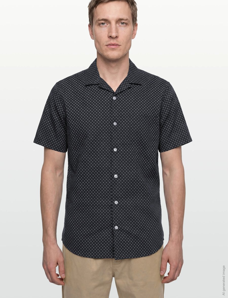 Gant - REG COTTON LINEN PRINT SS SHIRT - chemises à manches courtes - faded denim - 3