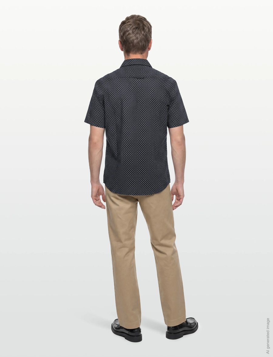 Gant - REG COTTON LINEN PRINT SS SHIRT - chemises à manches courtes - faded denim - 4