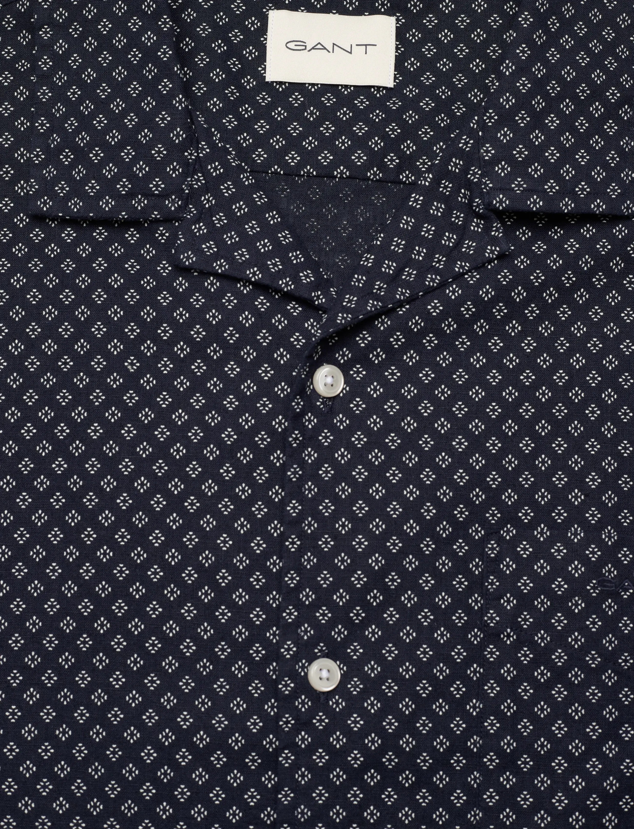 Gant - REG COTTON LINEN PRINT SS SHIRT - chemises à manches courtes - faded denim - 5