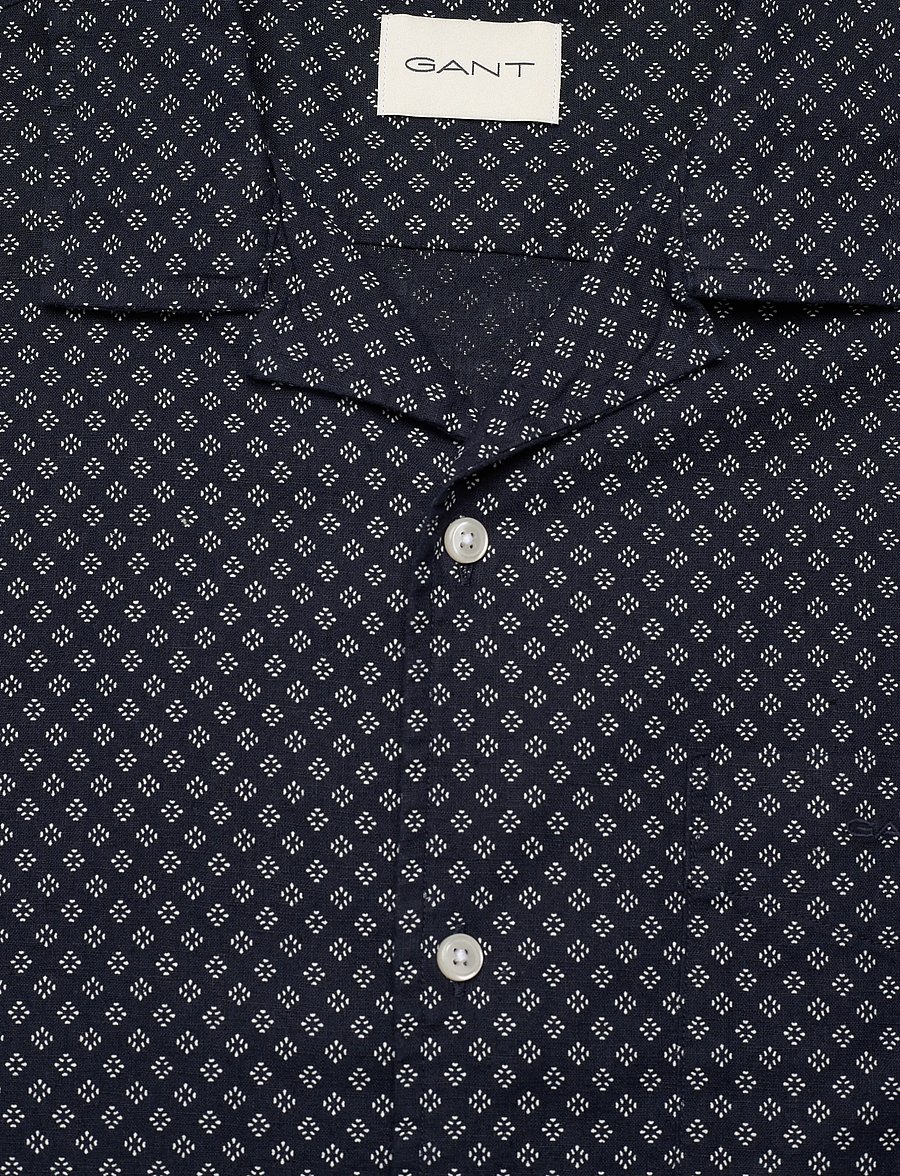 Gant - REG COTTON LINEN PRINT SS SHIRT - chemises à manches courtes - faded denim - 5