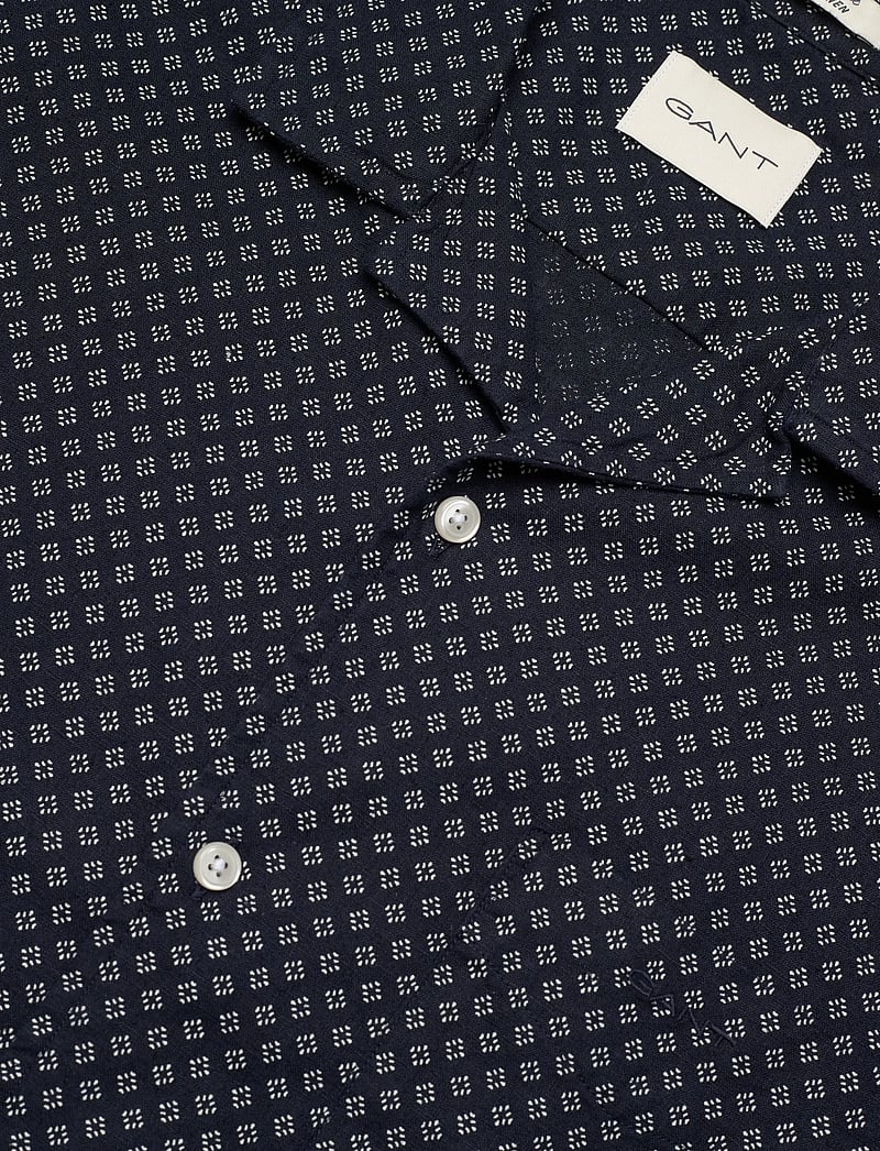 GANT - REG COTTON LINEN PRINT SS SHIRT - lühikeste varrukatega särgid - faded denim - 3