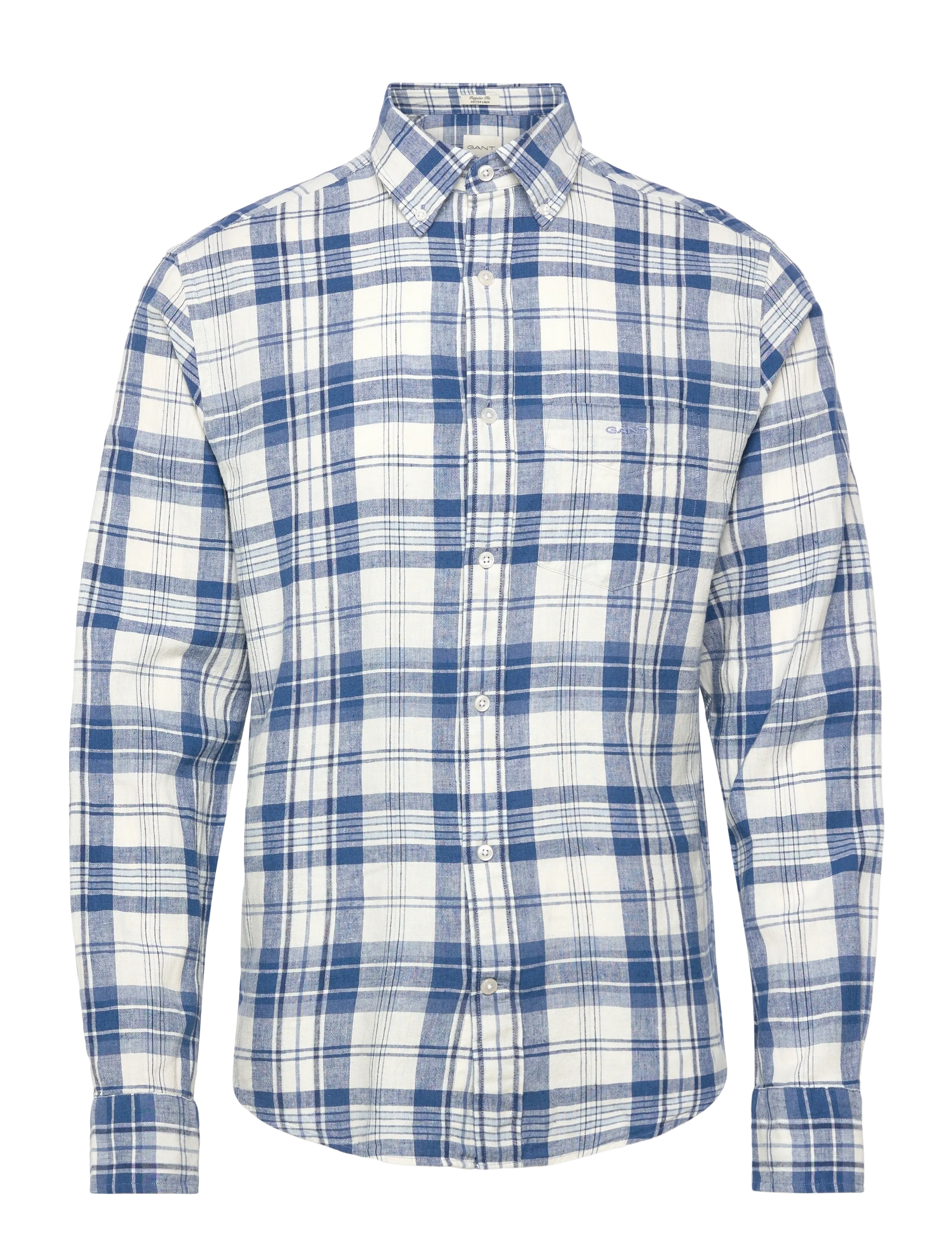 GANT REG COTTON LINEN MADRAS CHECK - Kleidung - VINTAGE BLUE / blue