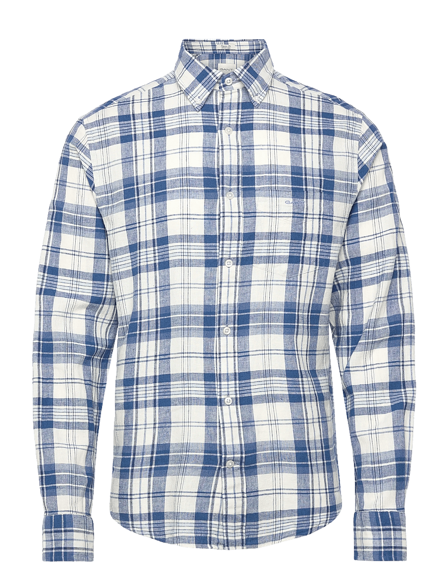 Gant - REG COTTON LINEN MADRAS CHECK - hørskjorter - vintage blue - 1