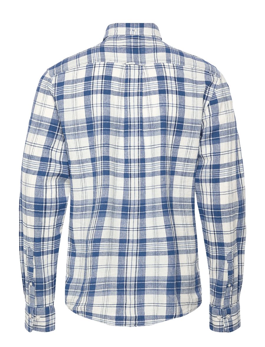 Gant - REG COTTON LINEN MADRAS CHECK - hørskjorter - vintage blue - 2