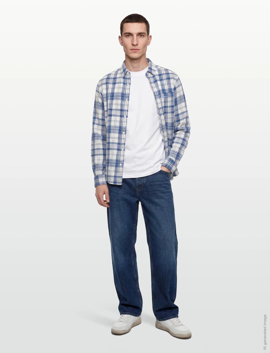 Gant - REG COTTON LINEN MADRAS CHECK - hørskjorter - vintage blue - 0