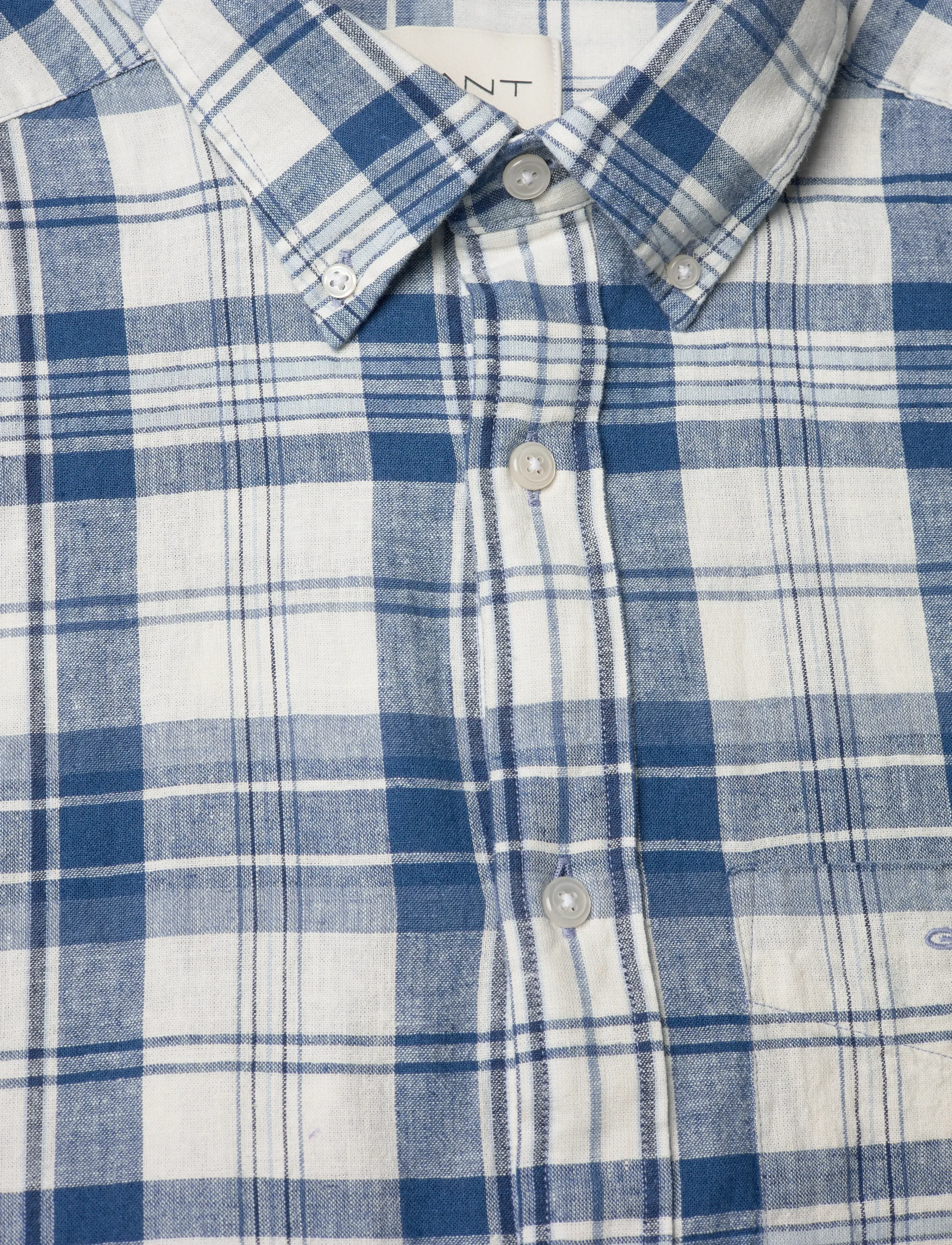 Gant - REG COTTON LINEN MADRAS CHECK - hørskjorter - vintage blue - 5