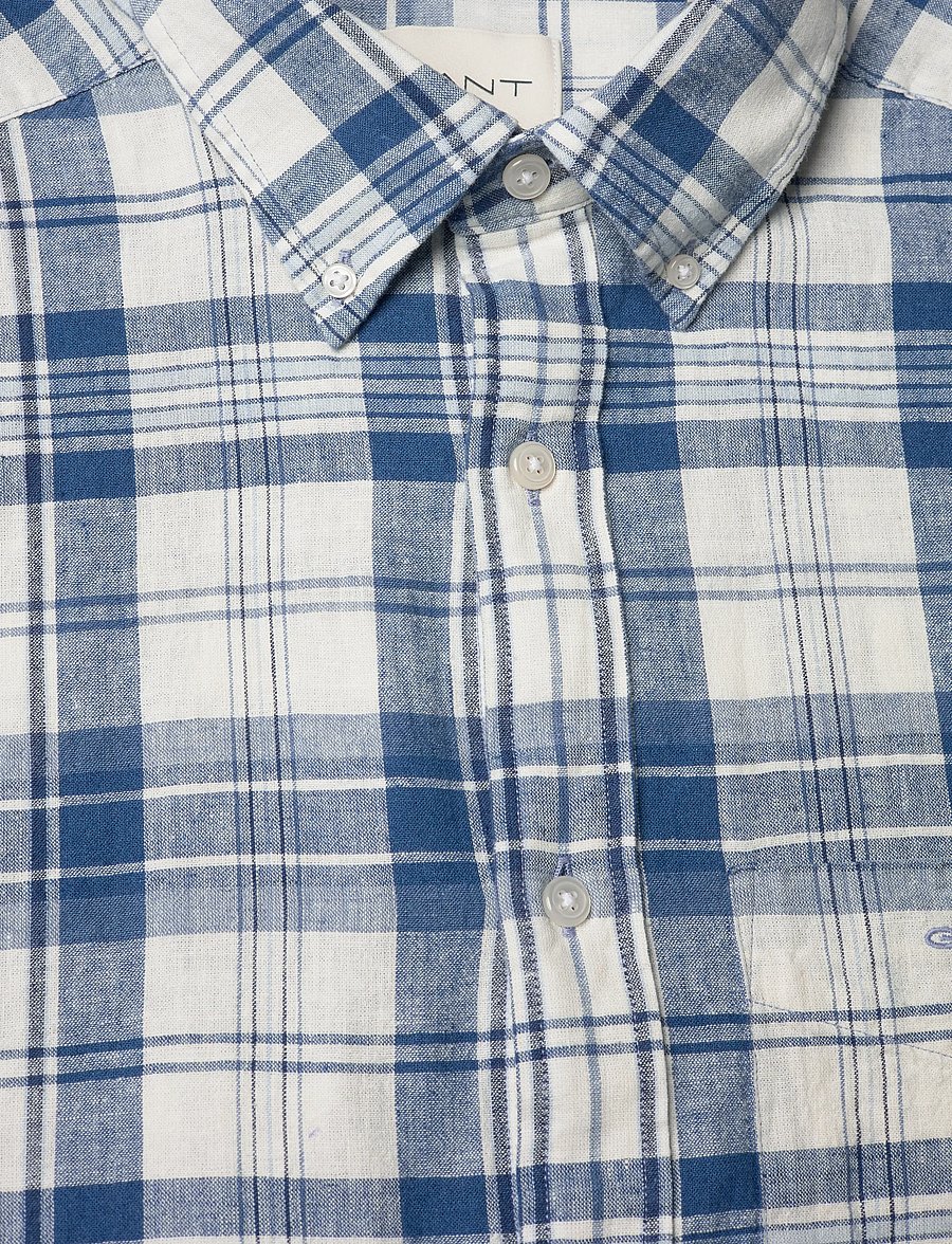Gant - REG COTTON LINEN MADRAS CHECK - hørskjorter - vintage blue - 5