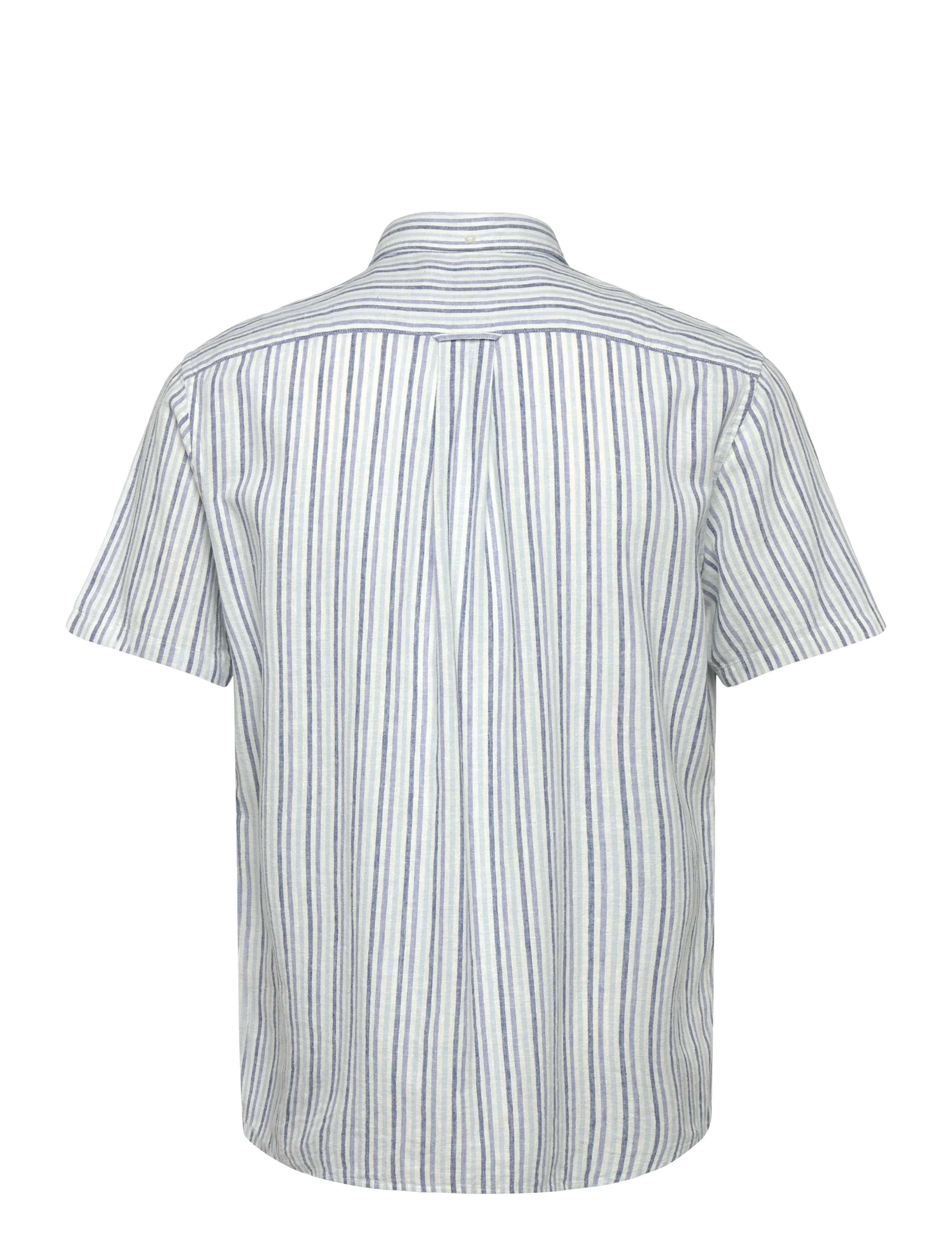 Gant - REG COTTON LINEN STRIPE SS SHIRT - kortærmede skjorter - vintage blue - 2