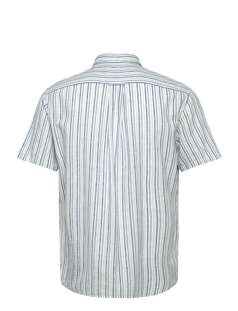 Gant - REG COTTON LINEN STRIPE SS SHIRT - kortærmede skjorter - vintage blue - 2