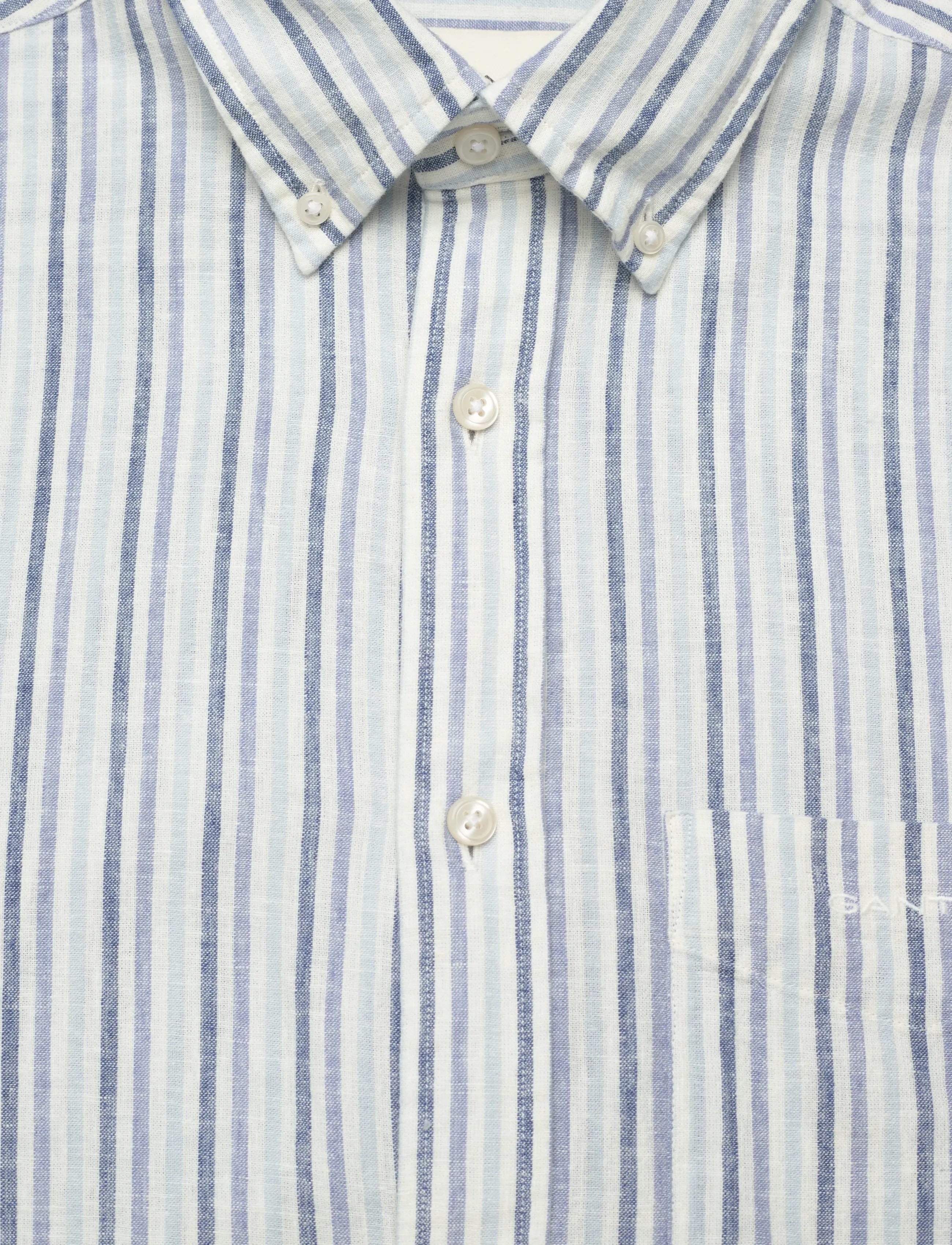 Gant - REG COTTON LINEN STRIPE SS SHIRT - kortærmede skjorter - vintage blue - 5