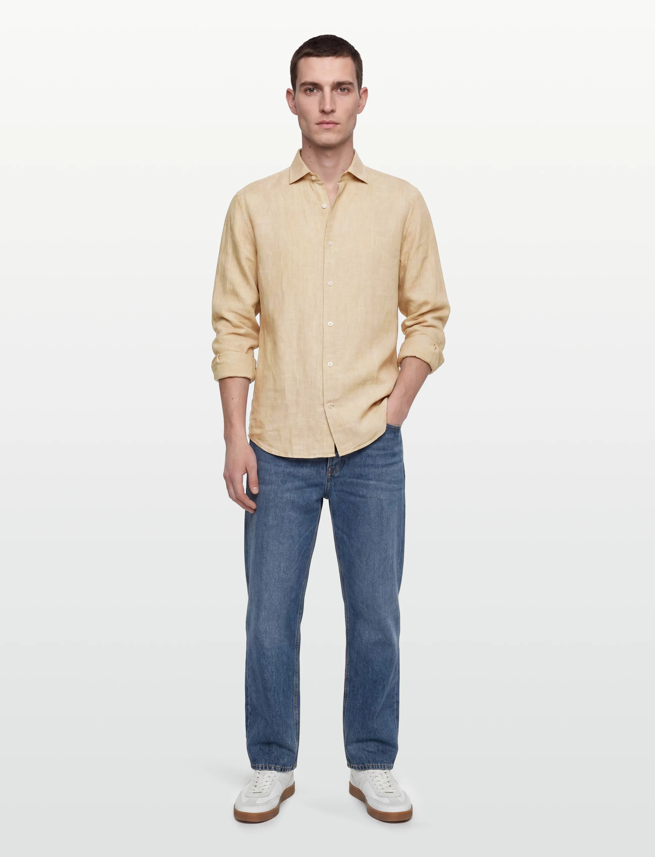 Gant Reg Linen Shirt, S, Shirts, Beige - Männerswear