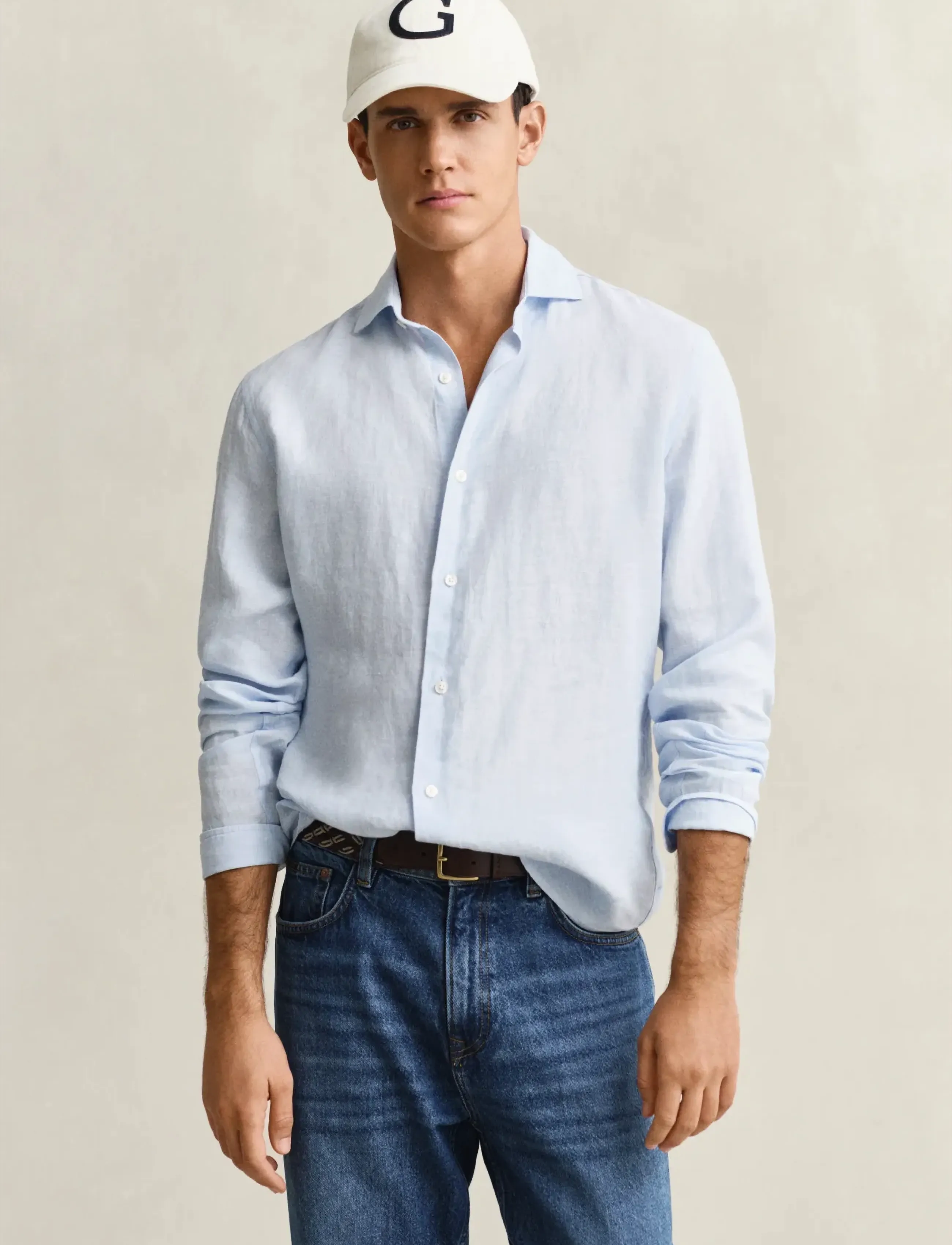 GANT REG LINEN SHIRT - Skjortor - SKY BLUE / blue