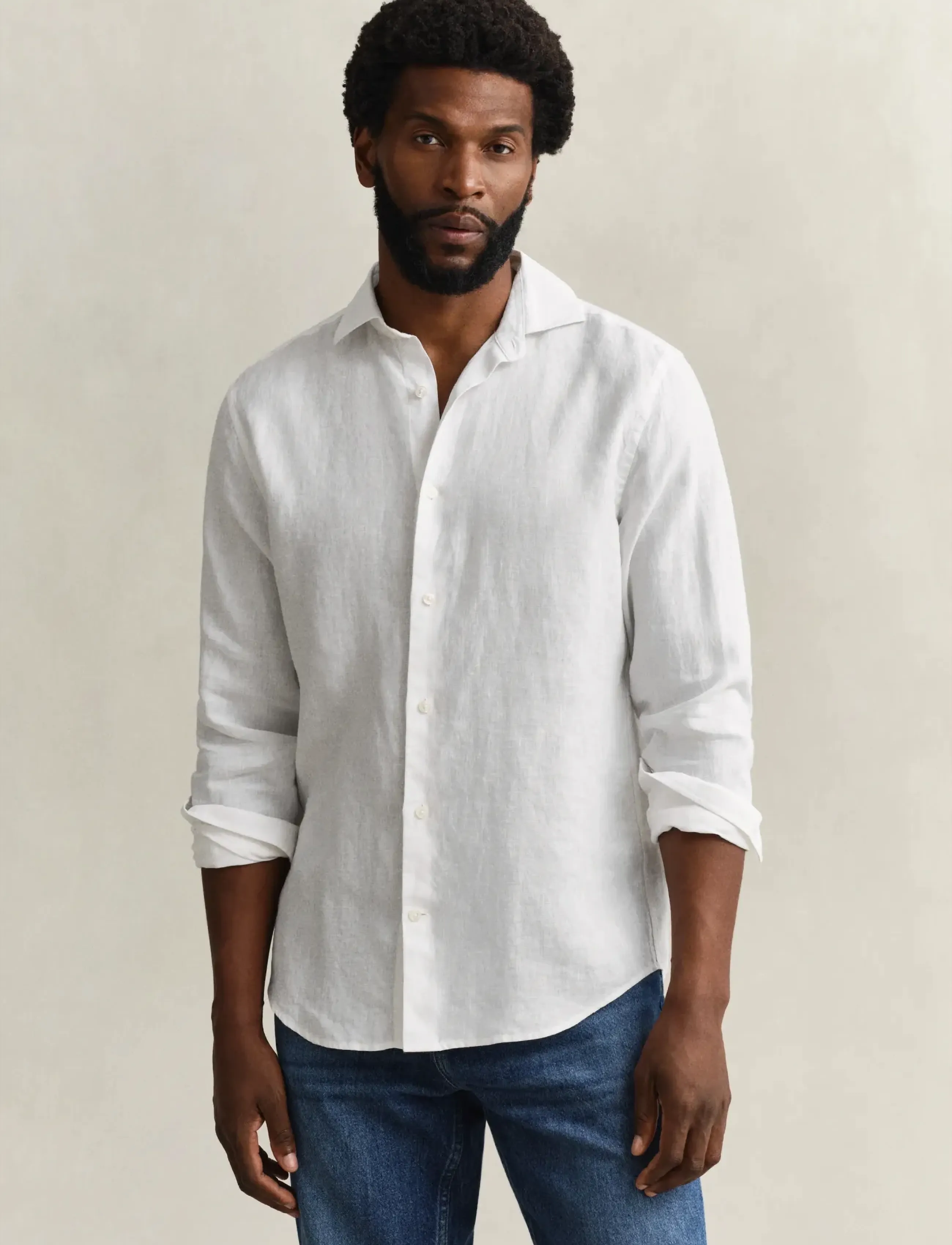 Gant REG LINEN SHIRT - Skjorter - WHITE / white