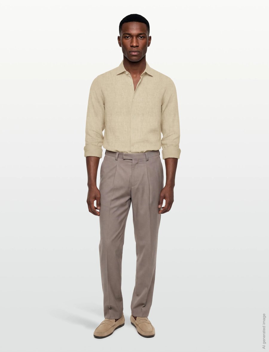 Gant - SLIM LINEN SHIRT - hørskjorter - oat beige - 0