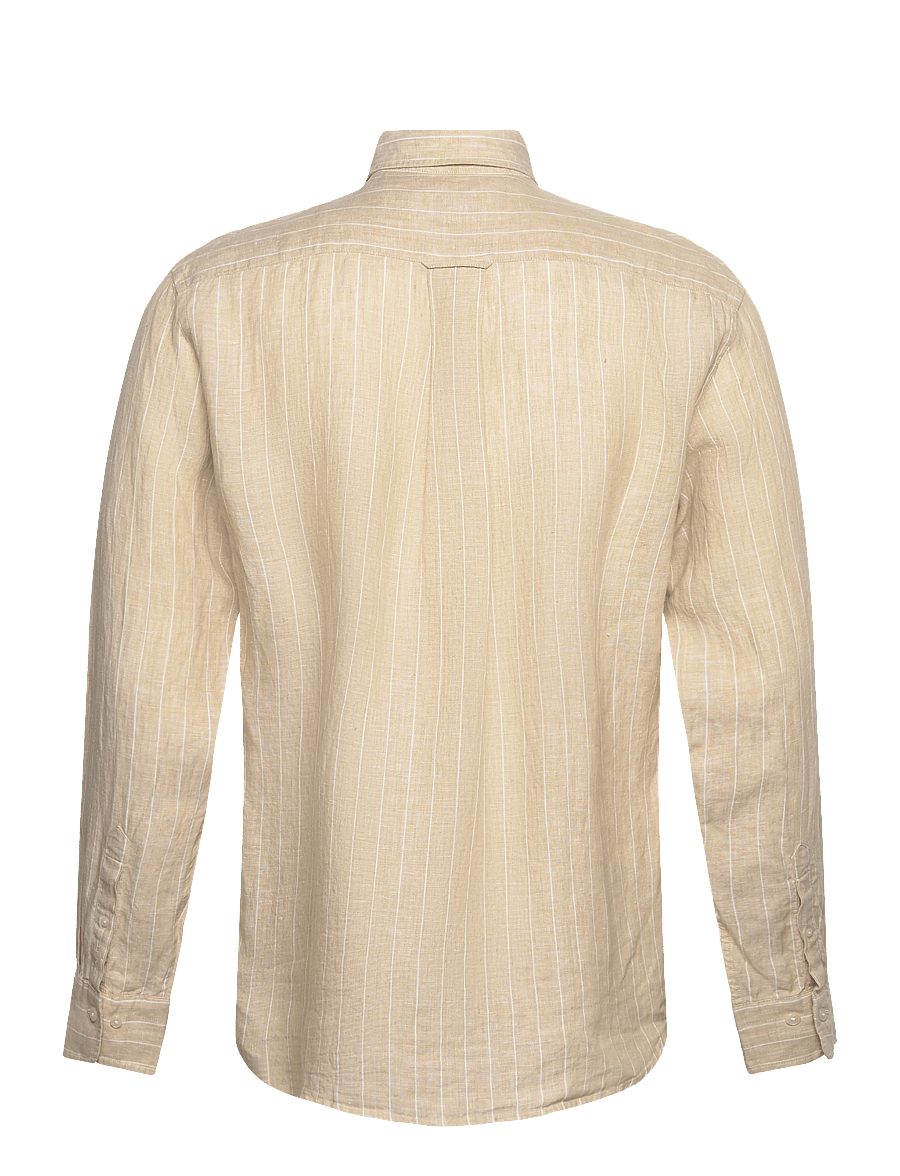 Gant - REG LINEN STRIPE SHIRT - triibulised särgid - oat beige - 2