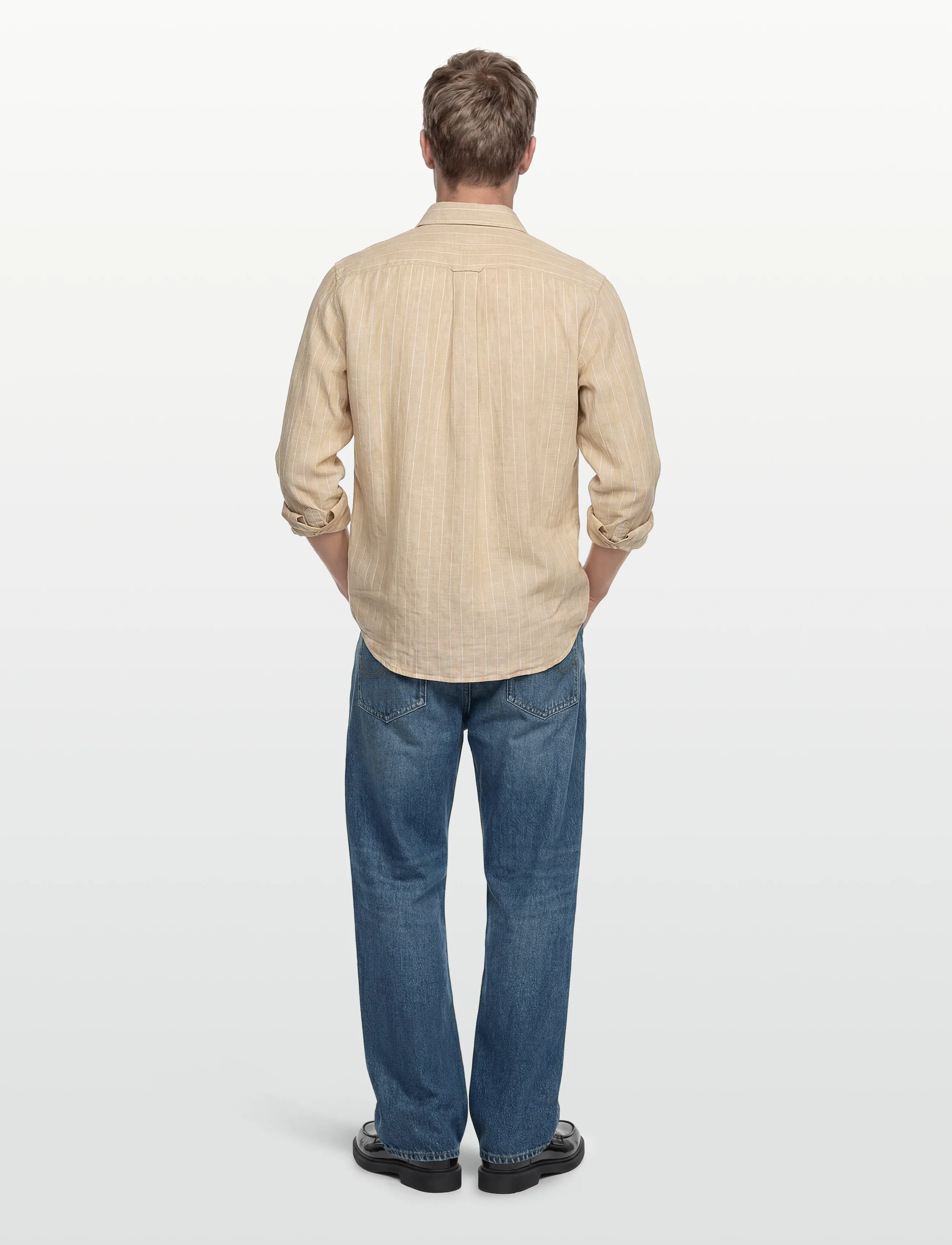 Gant - REG LINEN STRIPE SHIRT - stribede skjorter - oat beige - 4