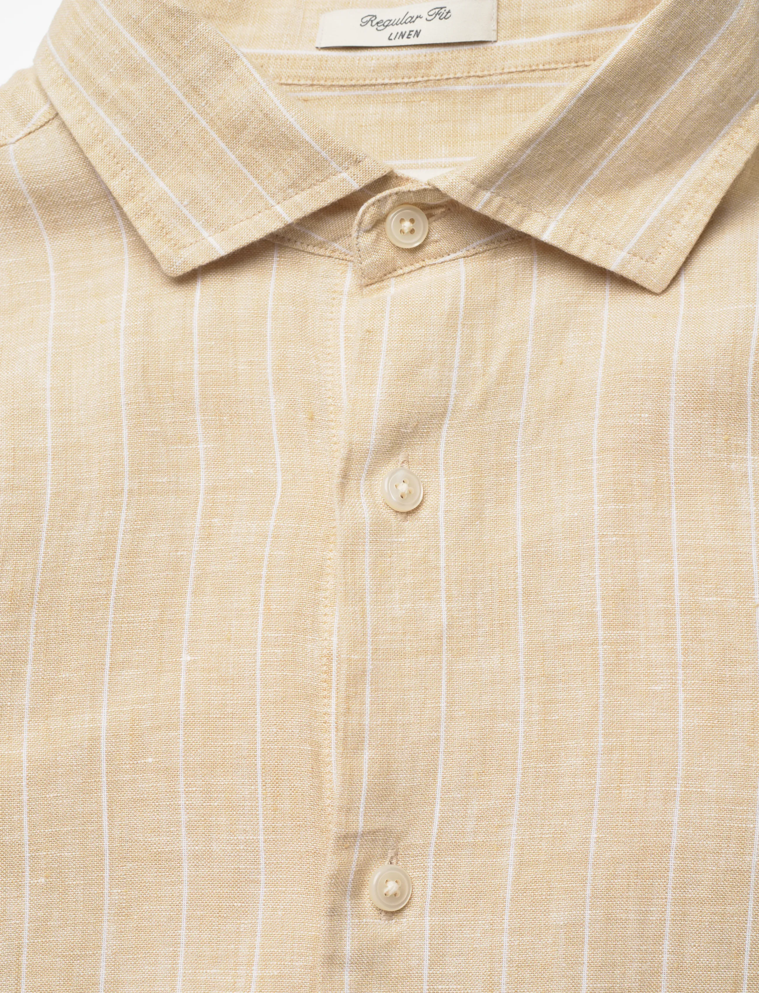 Gant - REG LINEN STRIPE SHIRT - stribede skjorter - oat beige - 5