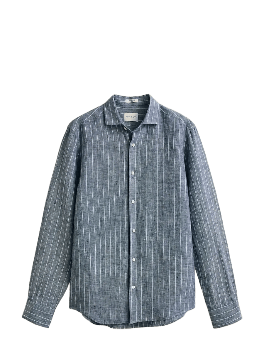 Gant - REG LINEN STRIPE SHIRT - gestreifte hemden - persian blue - 1