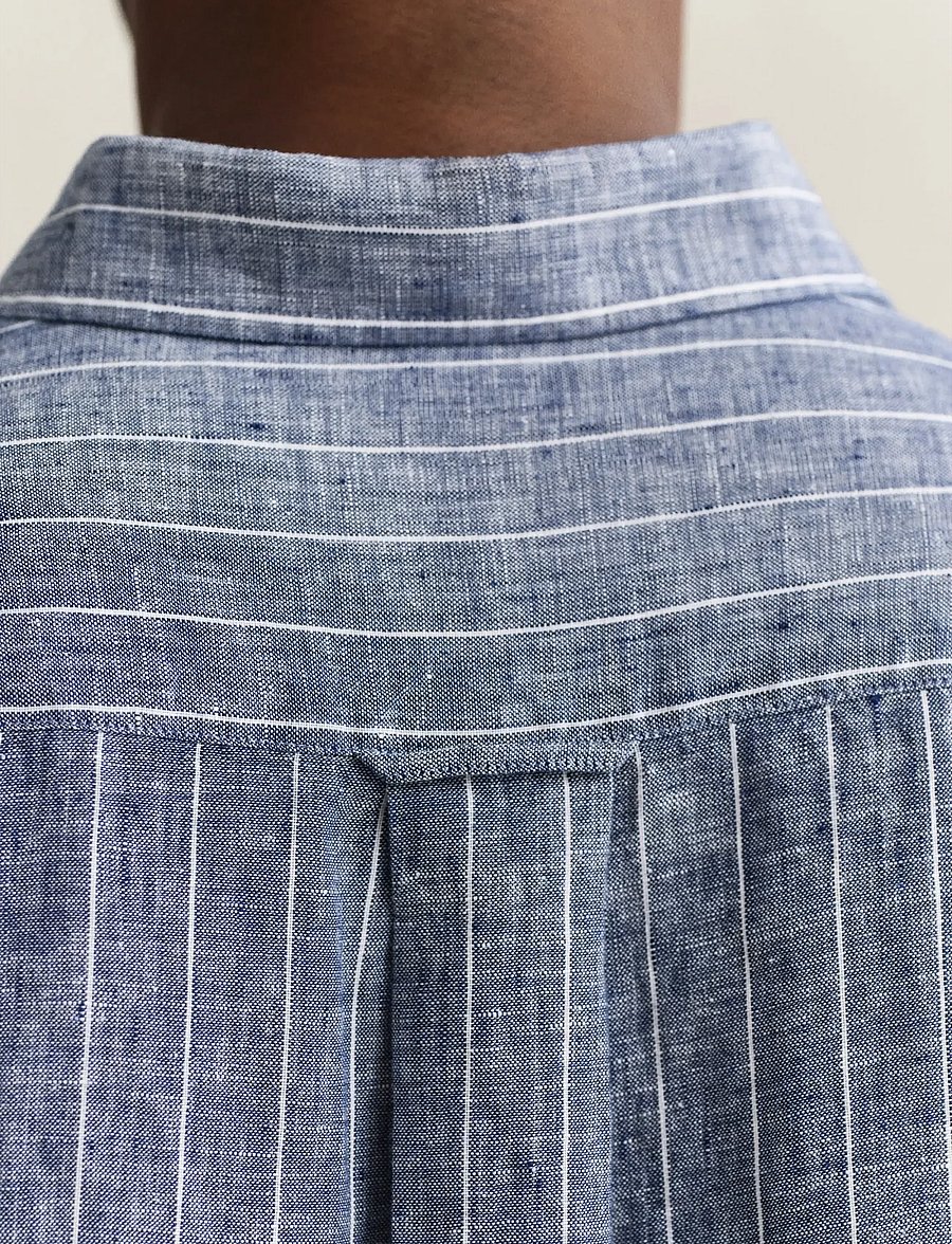 Gant - REG LINEN STRIPE SHIRT - gestreifte hemden - persian blue - 3