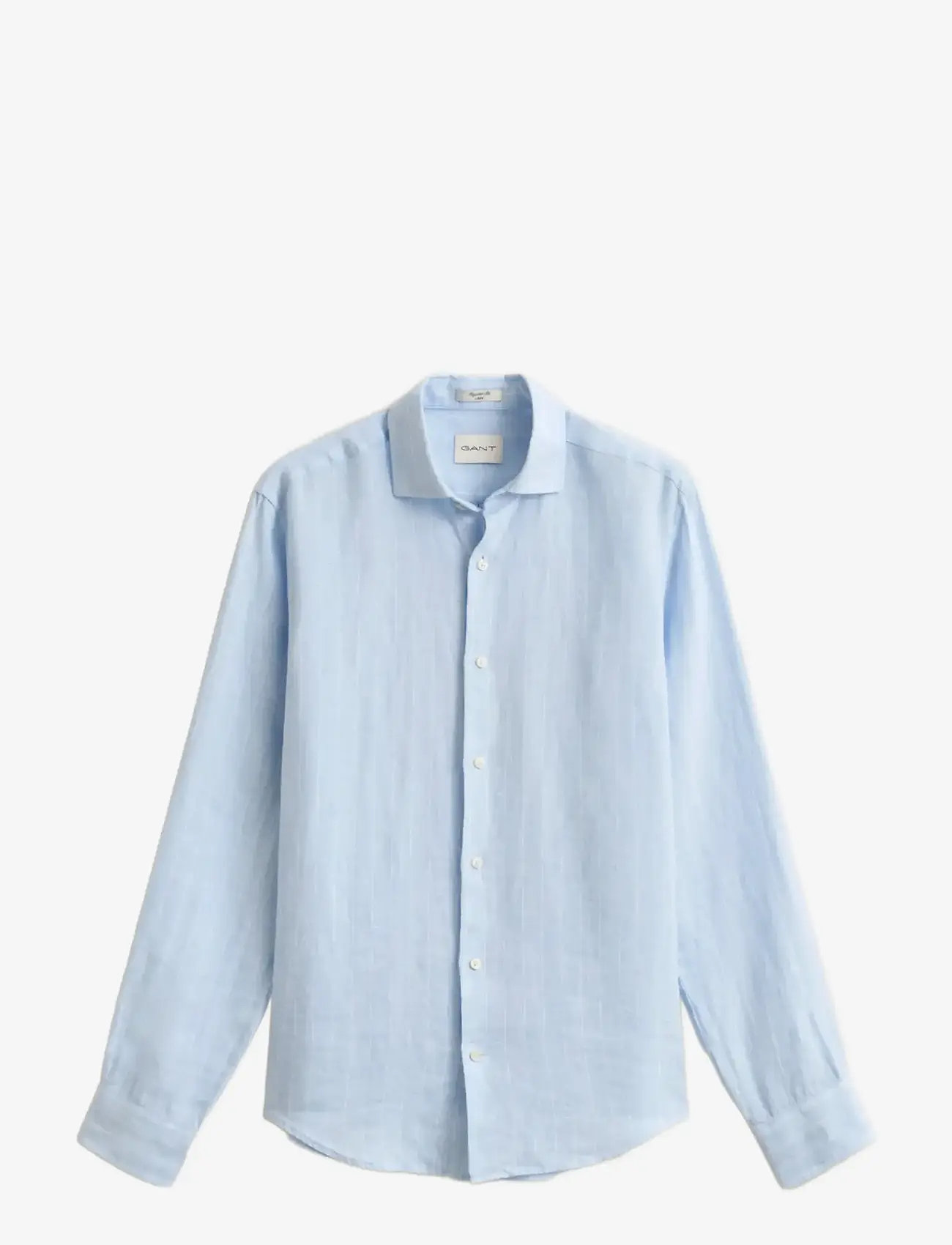 GANT - REG LINEN STRIPE SHIRT - gestreifte hemden - sky blue - 1