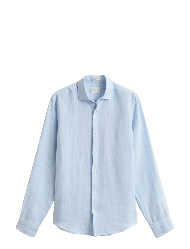 GANT - REG LINEN STRIPE SHIRT - gestreifte hemden - sky blue - 1