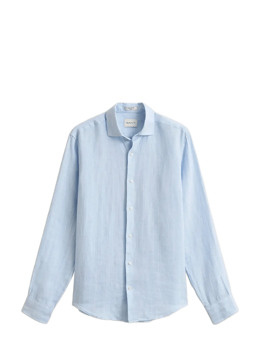 Gant - REG LINEN STRIPE SHIRT - gestreifte hemden - sky blue - 1