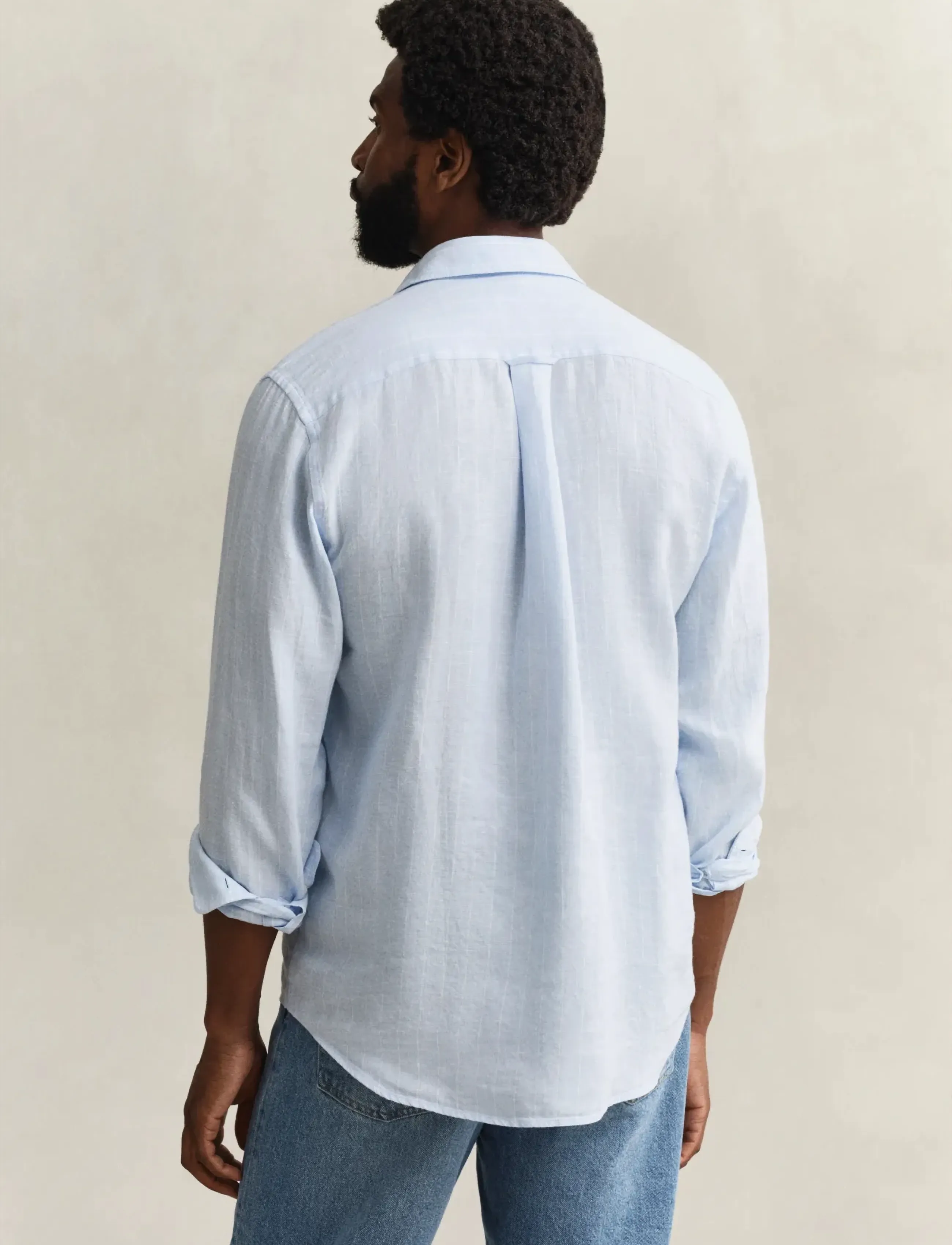 Gant - REG LINEN STRIPE SHIRT - stribede skjorter - sky blue - 2