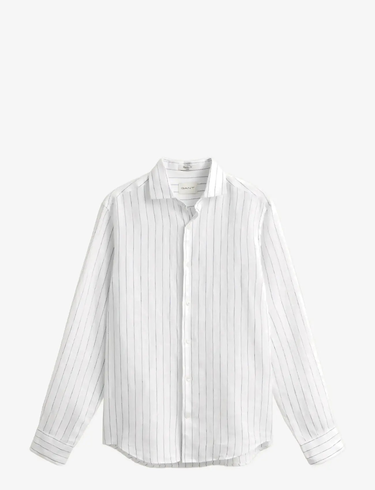 GANT - REG LINEN STRIPE SHIRT - striped shirts - white - 1