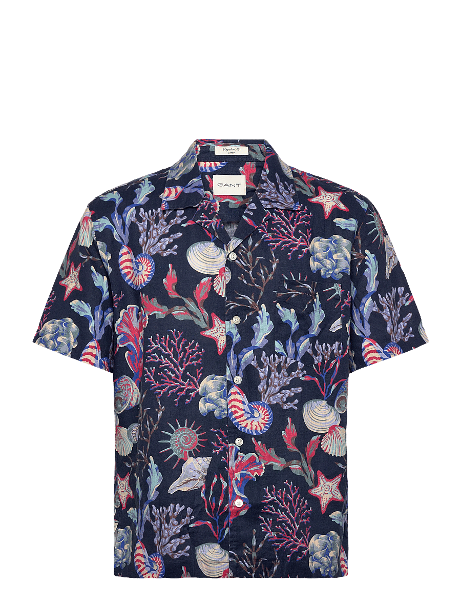Gant - REG AOP CAMP COLLAR SHIRT - lühikeste varrukatega särgid - classic blue - 0