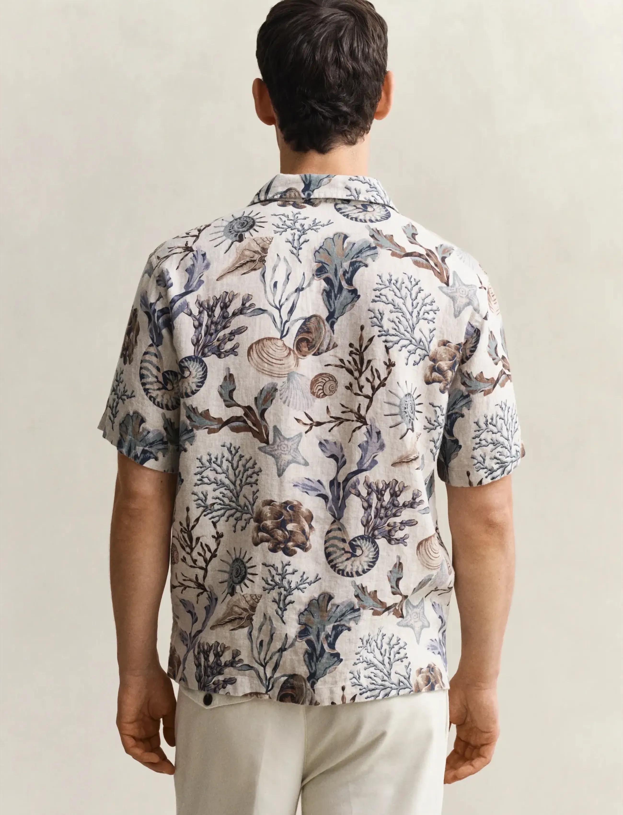 Gant - REG AOP CAMP COLLAR SHIRT - kortærmede skjorter - oat beige - 2