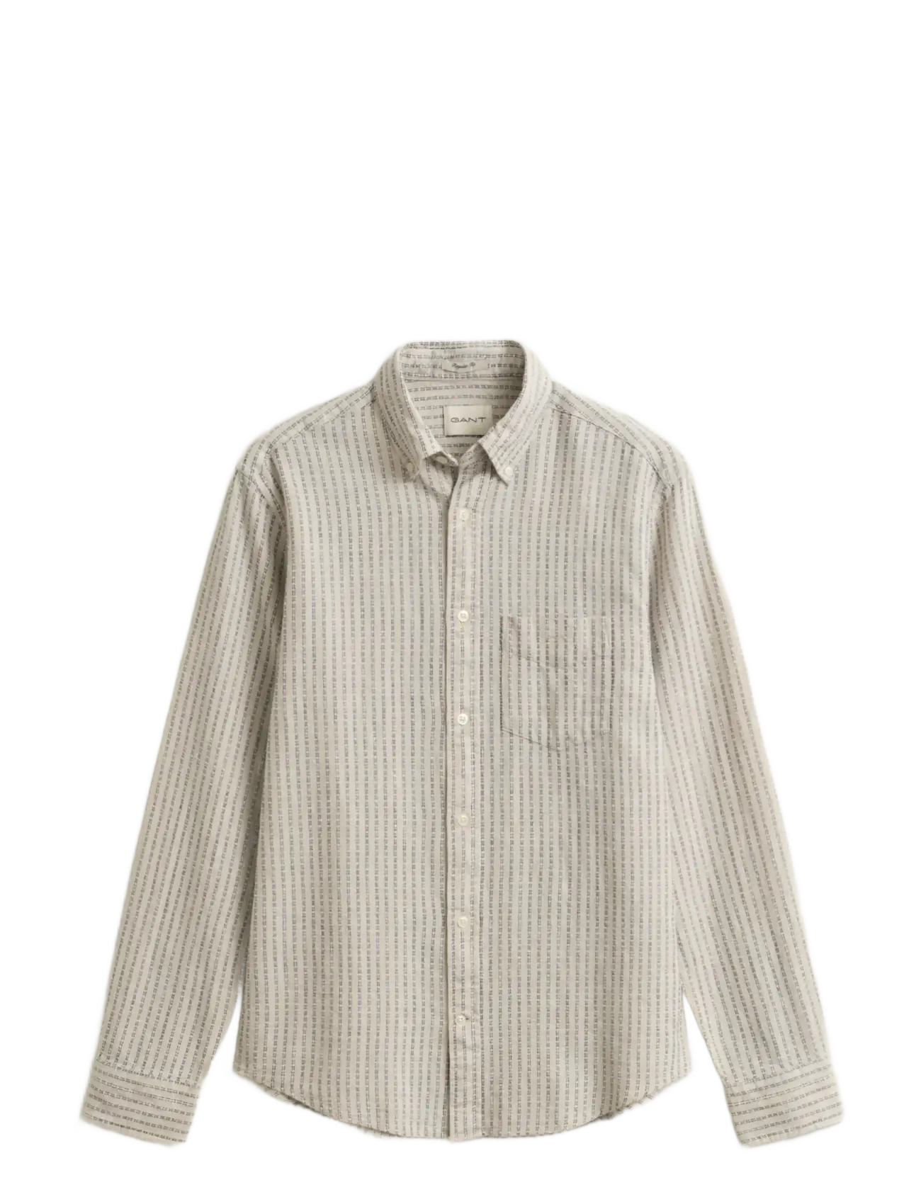 Gant - REG COTTON LINEN STRIPE SHIRT - stribede skjorter - faded beige - 1