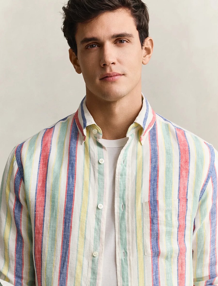 Gant - REG MULTISTRIPE LINEN SHIRT - gestreifte hemden - multicolor - 3