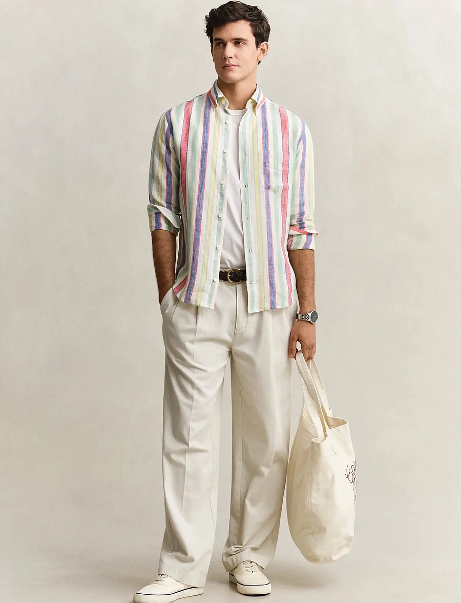 Gant - REG MULTISTRIPE LINEN SHIRT - gestreifte hemden - multicolor - 4